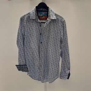 Robert Graham White and Blue Geometric Shirt